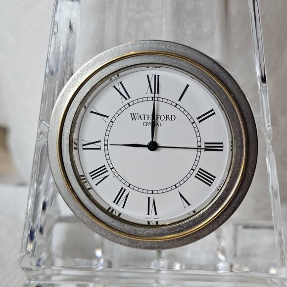 WATERFORD CRYSTAL CLOCK OBELISK PYRAMID 6" Ireland Needs Battery MINT Condition - Picture 2 of 11